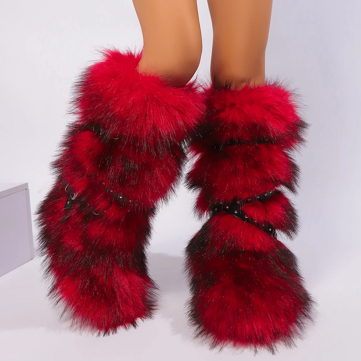 Winter Boots Women Faux Fur Snow Boots Warm Platform Long Boots Cute Plush Over Knee High Boots Y2K Girls Outdoor Furry Shoes